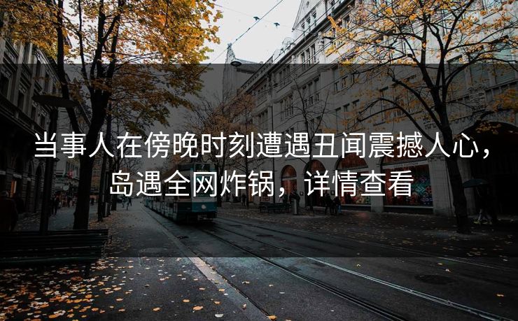 当事人在傍晚时刻遭遇丑闻震撼人心，岛遇全网炸锅，详情查看