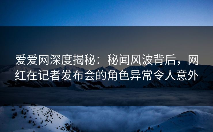 爱爱网深度揭秘：秘闻风波背后，网红在记者发布会的角色异常令人意外