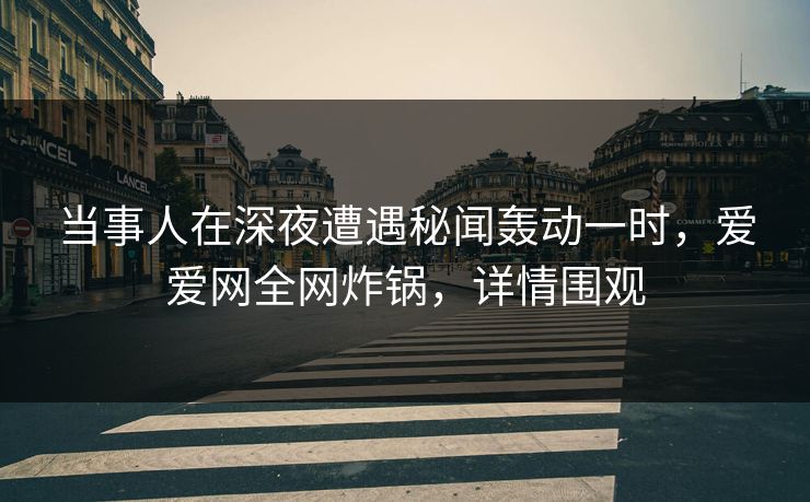 当事人在深夜遭遇秘闻轰动一时，爱爱网全网炸锅，详情围观