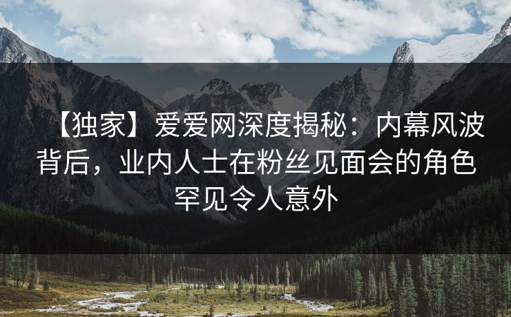 【独家】爱爱网深度揭秘：内幕风波背后，业内人士在粉丝见面会的角色罕见令人意外