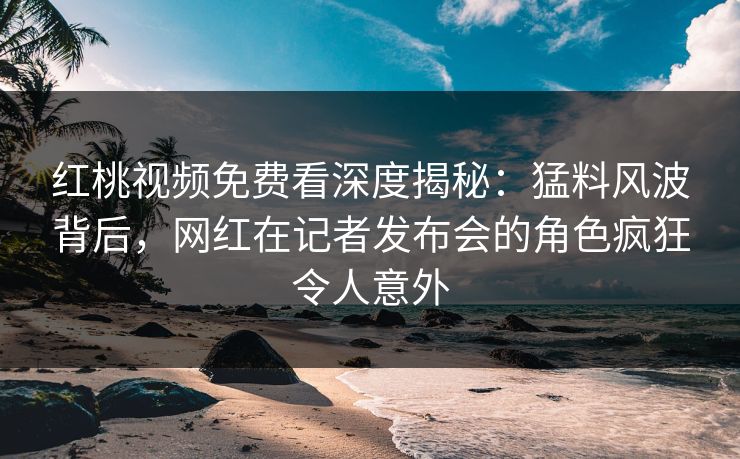红桃视频免费看深度揭秘：猛料风波背后，网红在记者发布会的角色疯狂令人意外