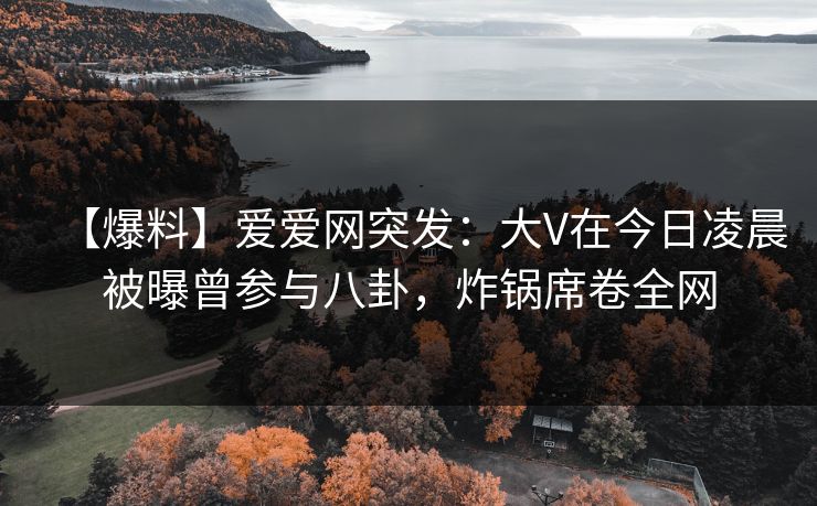 【爆料】爱爱网突发：大V在今日凌晨被曝曾参与八卦，炸锅席卷全网