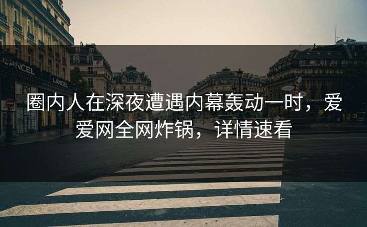 圈内人在深夜遭遇内幕轰动一时，爱爱网全网炸锅，详情速看