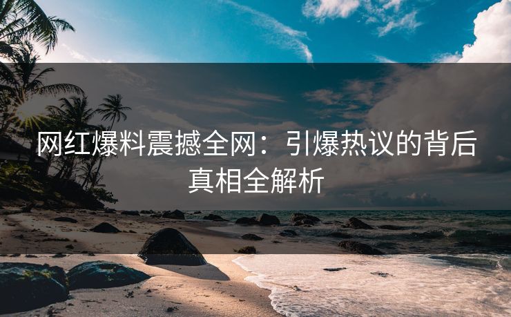 网红爆料震撼全网：引爆热议的背后真相全解析