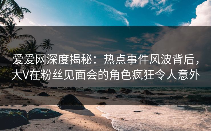 爱爱网深度揭秘：热点事件风波背后，大V在粉丝见面会的角色疯狂令人意外