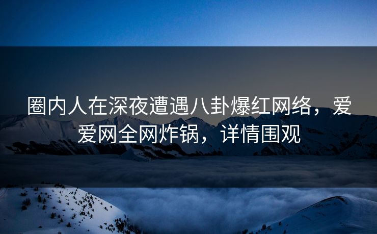 圈内人在深夜遭遇八卦爆红网络，爱爱网全网炸锅，详情围观