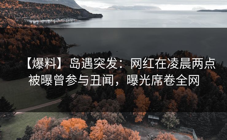 【爆料】岛遇突发：网红在凌晨两点被曝曾参与丑闻，曝光席卷全网