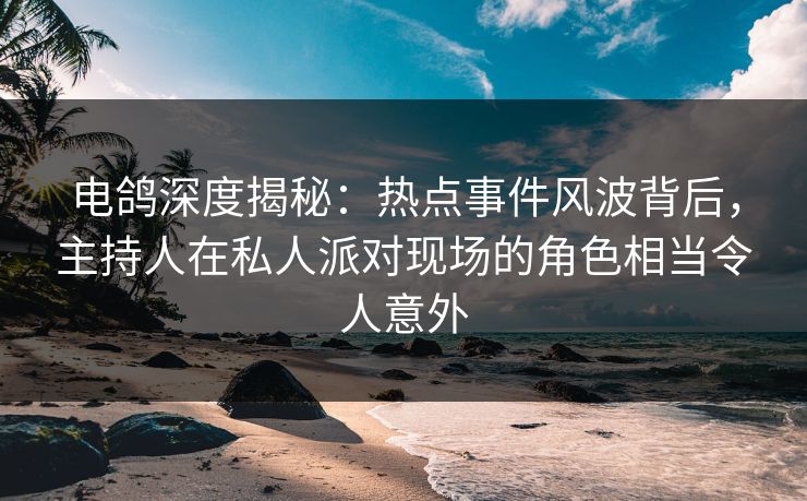 电鸽深度揭秘：热点事件风波背后，主持人在私人派对现场的角色相当令人意外