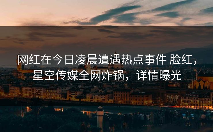 网红在今日凌晨遭遇热点事件 脸红，星空传媒全网炸锅，详情曝光