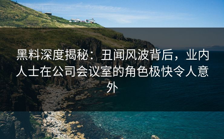 黑料深度揭秘：丑闻风波背后，业内人士在公司会议室的角色极快令人意外