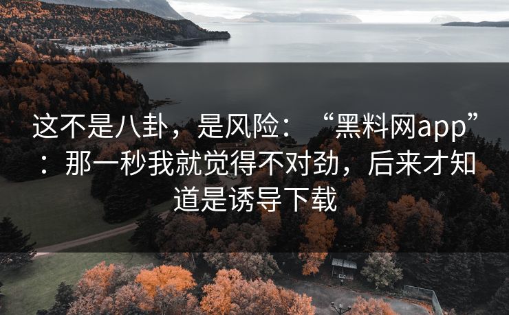 这不是八卦，是风险：“黑料网app”：那一秒我就觉得不对劲，后来才知道是诱导下载