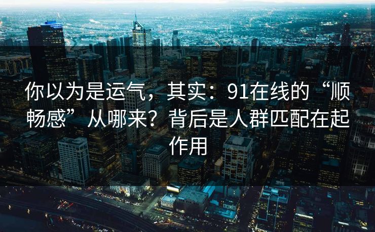 你以为是运气，其实：91在线的“顺畅感”从哪来？背后是人群匹配在起作用