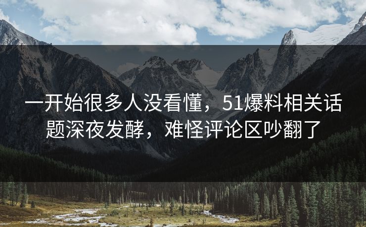 一开始很多人没看懂，51爆料相关话题深夜发酵，难怪评论区吵翻了